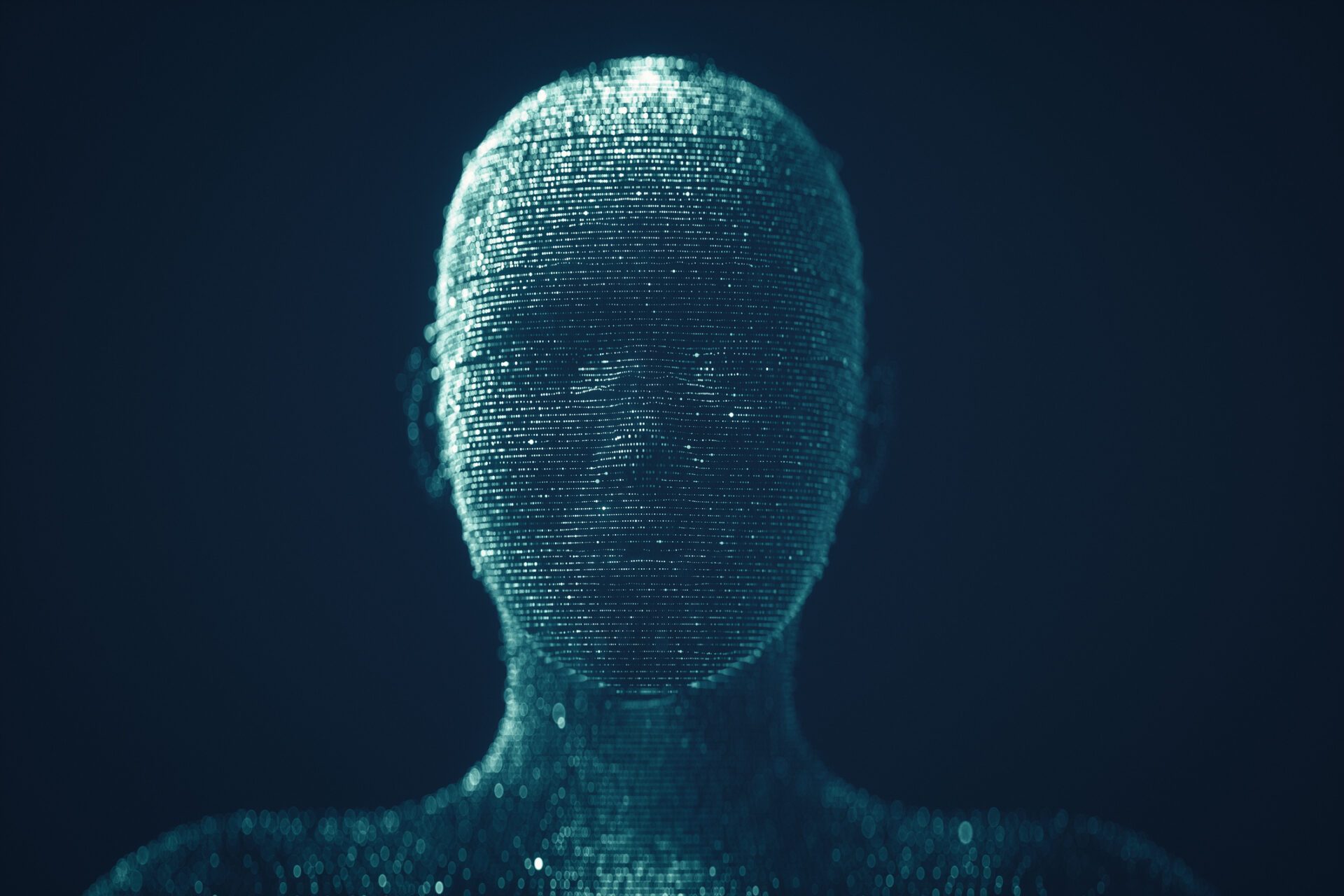 Hologram Human Head – Deep Learning And Artificial Intelligence Abstract Background